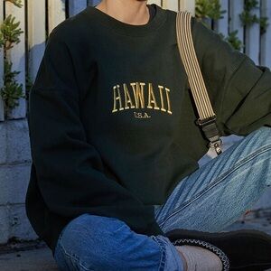 Brandy Melville Green Hawaii Crew Neck Sweatshirt